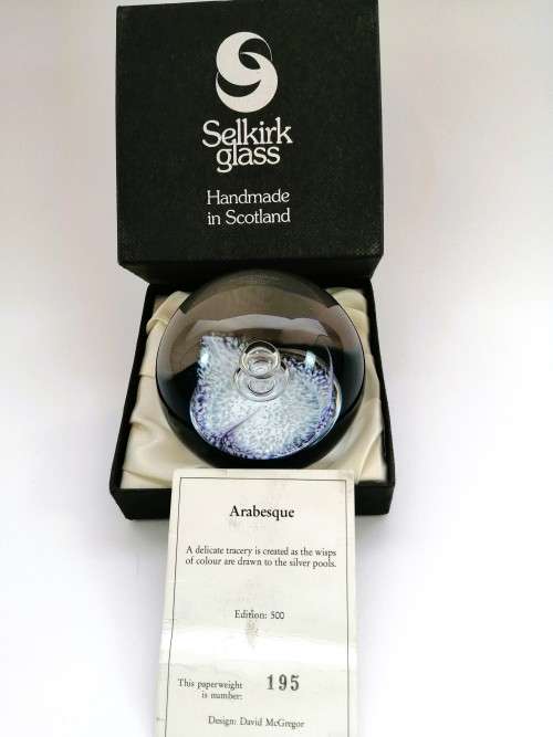 Limited Edition 195/500 Vintage Selkirk Glass Arabesque Paperweight 1985 Scotland