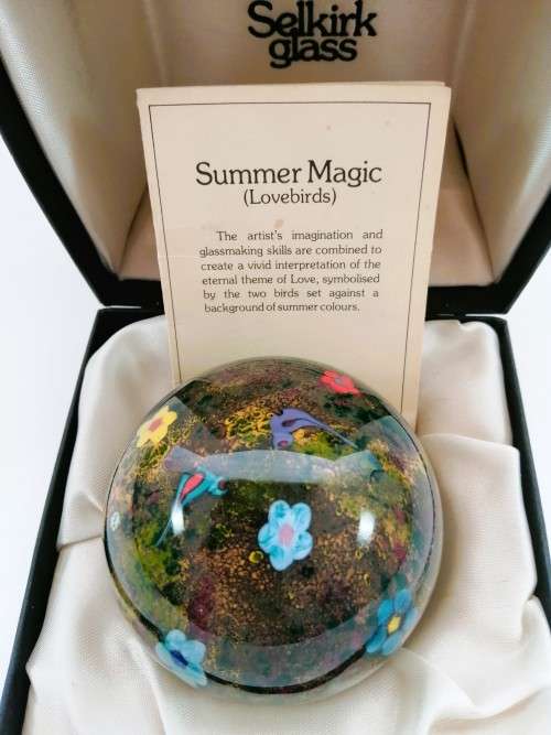 Selkirk Glass Peter Holmes Scotland Summer Magic Love Birds 1979 Beautiful