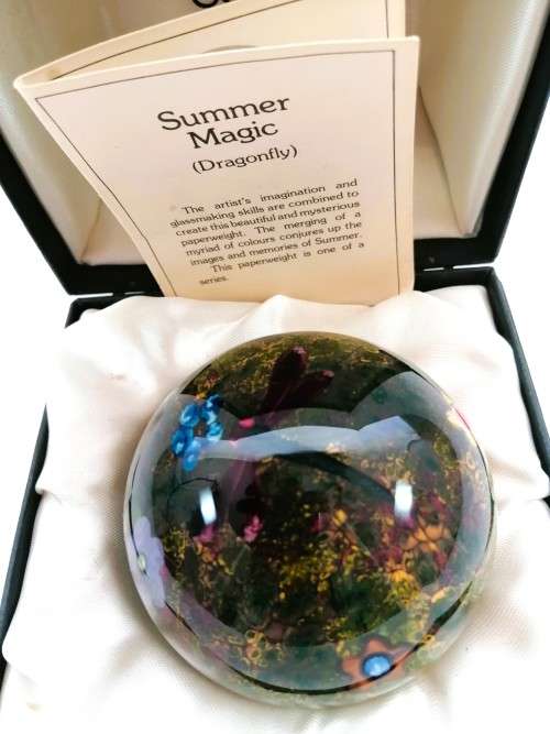 Selkirk Glass Peter Holmes Scotland Summer Magic Dragonfly 1980 Beautiful