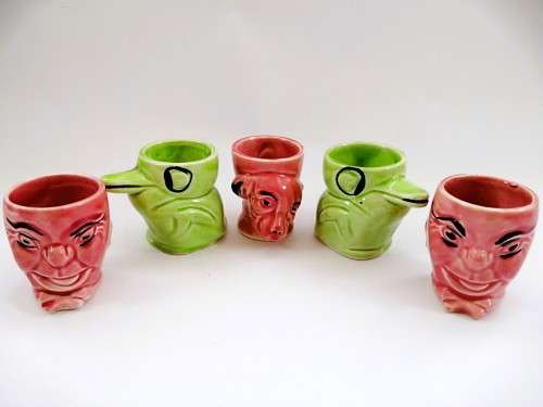 Vintage Royal Art Pottery Egg Cups Animals Longton England RARE