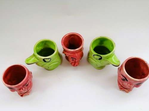 Vintage Royal Art Pottery Egg Cups Animals Longton England RARE