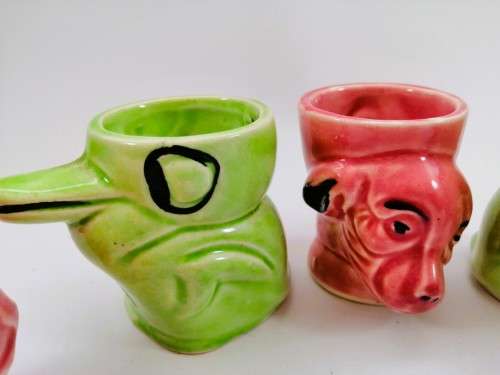 Vintage Royal Art Pottery Egg Cups Animals Longton England RARE