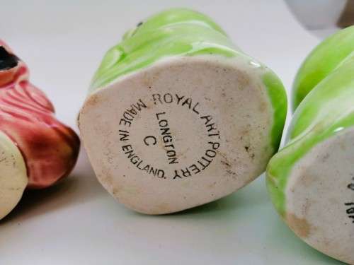 Vintage Royal Art Pottery Egg Cups Animals Longton England RARE