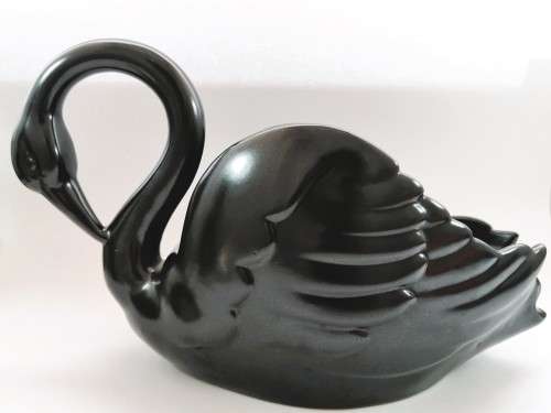Vintage V & B swan Large planter gloss black ceramic mid century retro