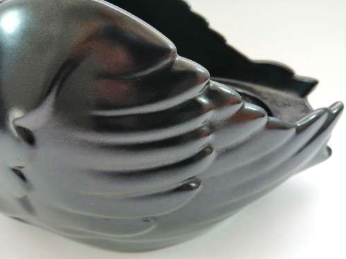 Vintage V & B swan Large planter gloss black ceramic mid century retro