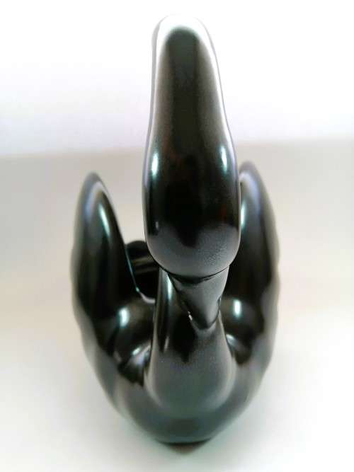 Vintage V & B swan Large planter gloss black ceramic mid century retro