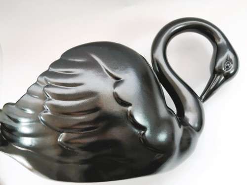 Vintage V & B swan Large planter gloss black ceramic mid century retro