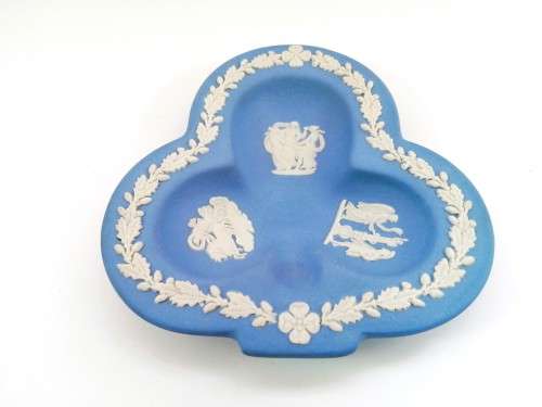 Vintage Wedgwood Jasper Blue Clover Dish  #