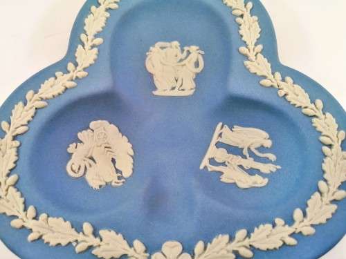 Vintage Wedgwood Jasper Blue Clover Dish  #