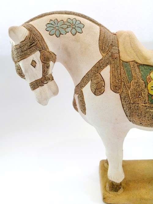 Large Porcelain Tang Dynasty Style, Porcelain War Horse