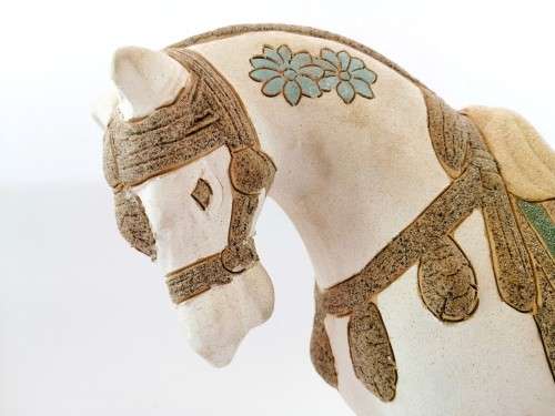 Large Porcelain Tang Dynasty Style, Porcelain War Horse