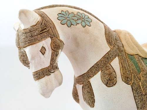Large Porcelain Tang Dynasty Style, Porcelain War Horse