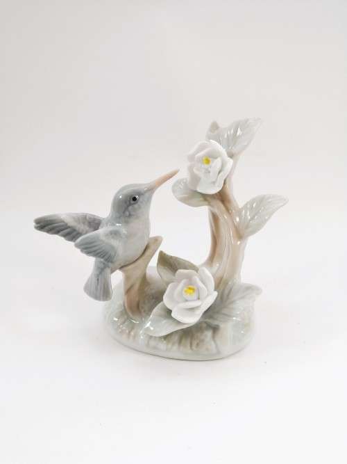 Lladro Style Hummingbird Figurine