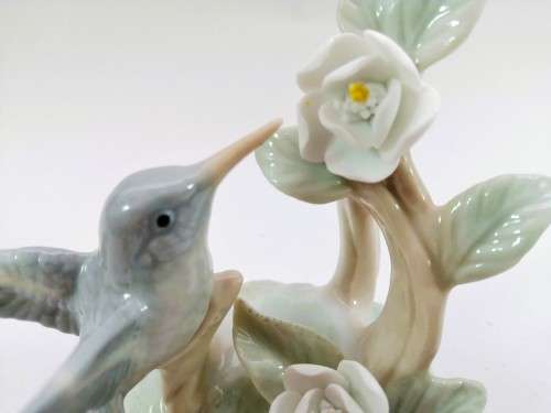 Lladro Style Hummingbird Figurine