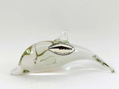 Ngwenya Recycled Glass Swaziland Handmade Dolphin Figurine - Paperweight