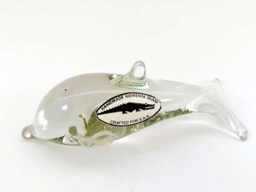 Ngwenya Recycled Glass Swaziland Handmade Dolphin Figurine - Paperweight