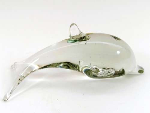 Ngwenya Recycled Glass Swaziland Handmade Dolphin Figurine - Paperweight