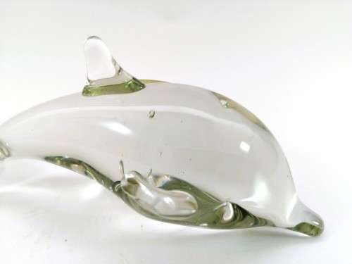 Ngwenya Recycled Glass Swaziland Handmade Dolphin Figurine - Paperweight