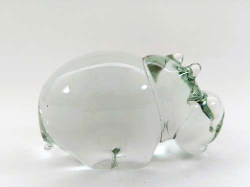 Ngwenya Recycled Glass Swaziland Handmade Hippo Figurine - Paperweight