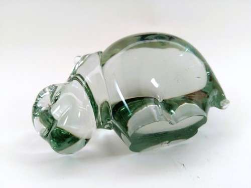 Ngwenya Recycled Glass Swaziland Handmade Hippo Figurine - Paperweight
