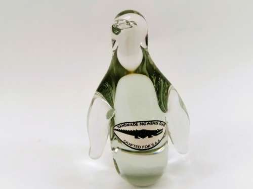 Ngwenya Recycled Glass Swaziland Handmade Penguin Figurine - Paperweight