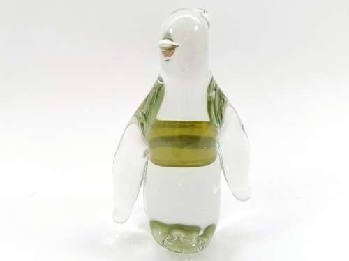 Ngwenya Recycled Glass Swaziland Handmade Penguin Figurine - Paperweight