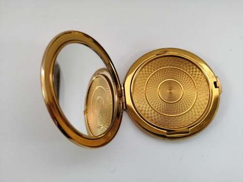 BEAUTIFUL VINTAGE 1950S ENGLISH MADE ROSE COMPACT MIRROR AND POWDER CASE