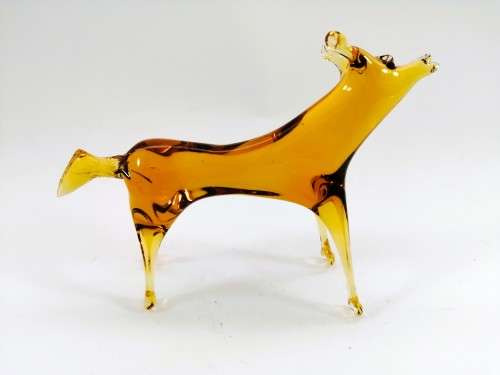 Vintage Large Murano Amber Glass Deer Figure