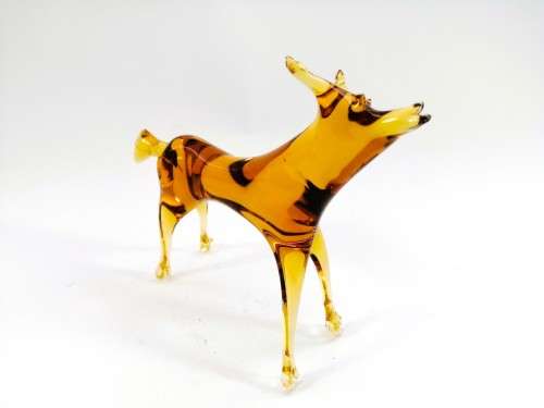Vintage Large Murano Amber Glass Deer Figure