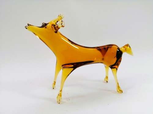 Vintage Large Murano Amber Glass Deer Figure