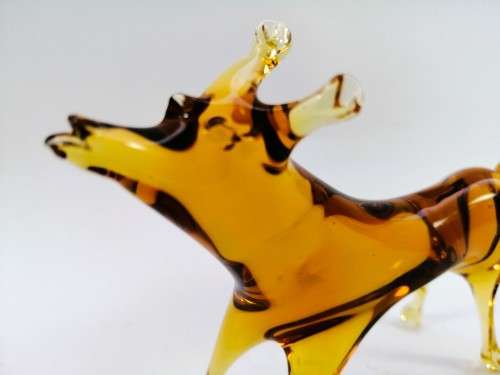 Vintage Large Murano Amber Glass Deer Figure