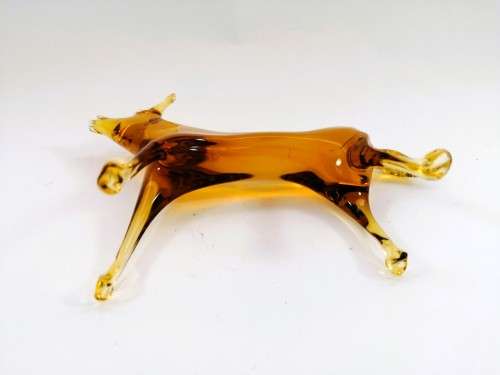 Vintage Large Murano Amber Glass Deer Figure