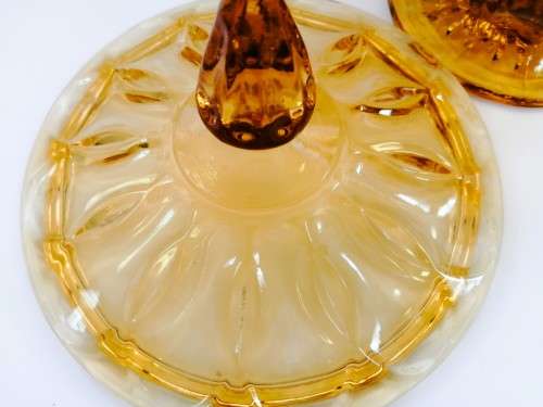Anchor Hocking Amber Glass Lidded Candy Dish, Vintage
