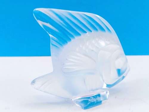 Vintage Lalique France Sculpture Frosted Angle Fish