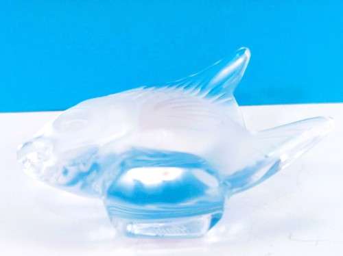 Vintage Lalique France Sculpture Frosted Angle Fish