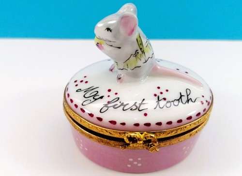 Limoges France Trinket Box My First Tooth Mouse Ltd Peint Main Marque