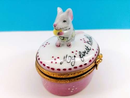 Limoges France Trinket Box My First Tooth Mouse Ltd Peint Main Marque