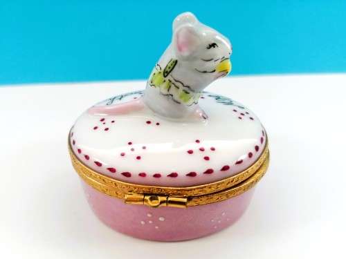 Limoges France Trinket Box My First Tooth Mouse Ltd Peint Main Marque