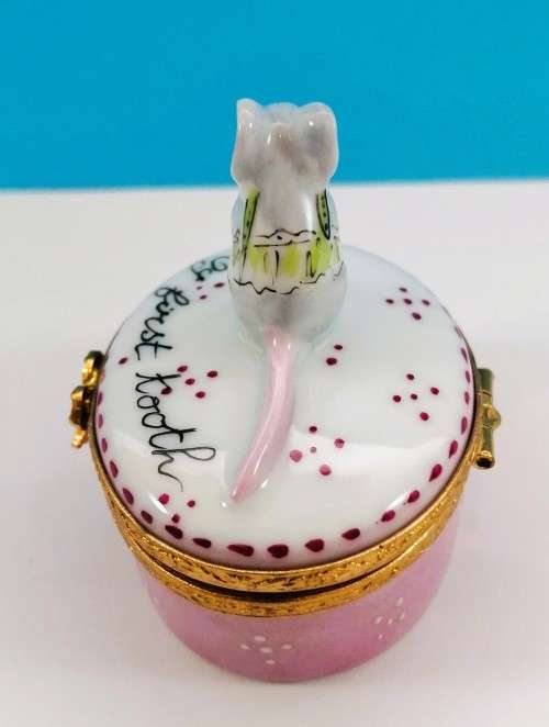Limoges France Trinket Box My First Tooth Mouse Ltd Peint Main Marque