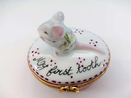 Limoges France Trinket Box My First Tooth Mouse Ltd Peint Main Marque