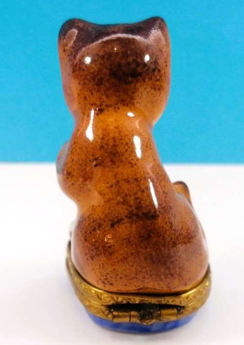 Limoges France Trinket Box Ginger Cat Kitten Peint Main Marque
