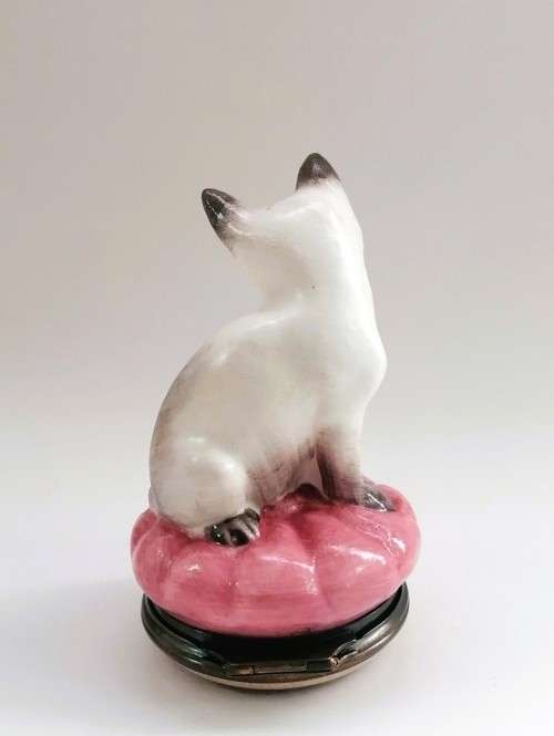 Halcyon Days HD London Hinged Trinket Box Siamese Kitten Cat