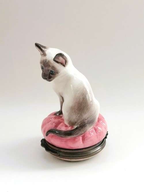 Halcyon Days HD London Hinged Trinket Box Siamese Kitten Cat