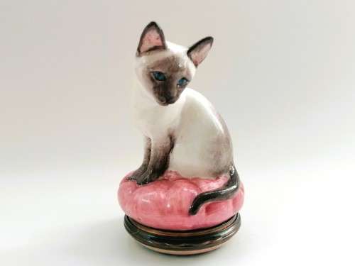 Halcyon Days HD London Hinged Trinket Box Siamese Kitten Cat