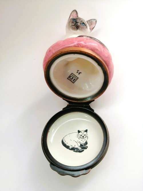 Halcyon Days HD London Hinged Trinket Box Siamese Kitten Cat