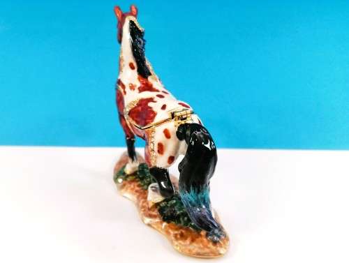 Jeweled Horse Trinket Box Brown Hand Set Swarovski Crystals & Enamel