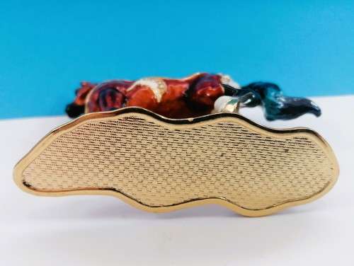 Jeweled Horse Trinket Box Brown Hand Set Swarovski Crystals & Enamel