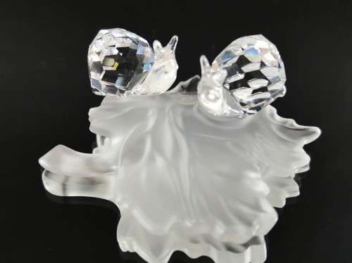 Swarovski Crystal Baby Snails on a Vine Leaf (Retired) #
