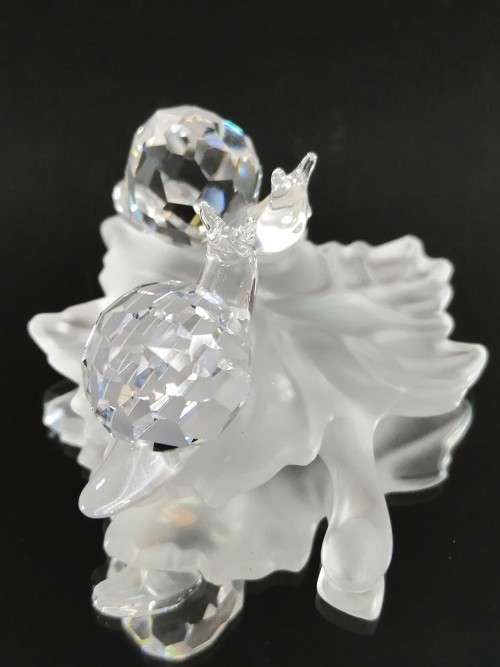Swarovski Crystal Baby Snails on a Vine Leaf (Retired) #