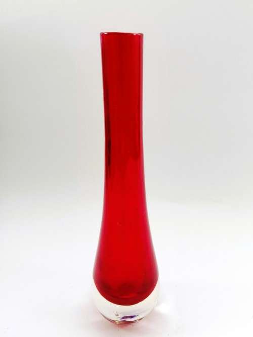 Murano Sommerso Red glass Tubular Bud Vase